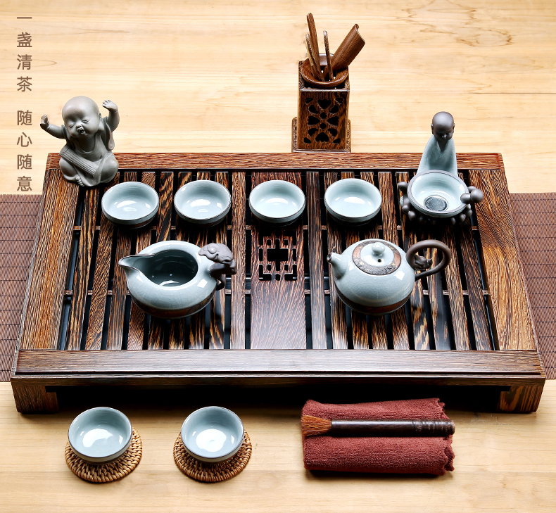 Chicken wings wood tea tray was your up ceramic tea set a complete set of kung fu tea cups solid wood contracted household sea tea table