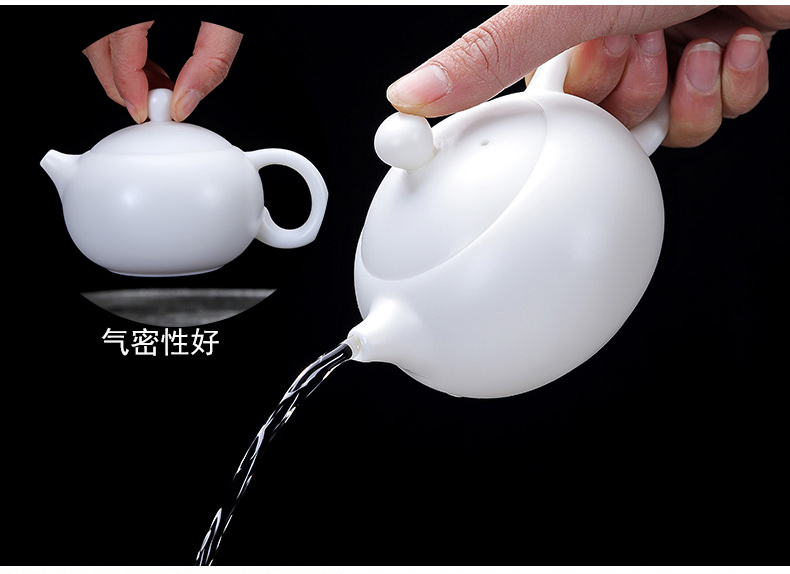 Friends commercial turn white porcelain tea pot of household ceramic tea set large manual suet white jade porcelain teapot China