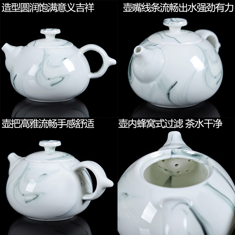 A complete set of ceramic kung fu tea set suits for Chinese style household hand - made teapot teacup tureen tea caddy fixings ink wind