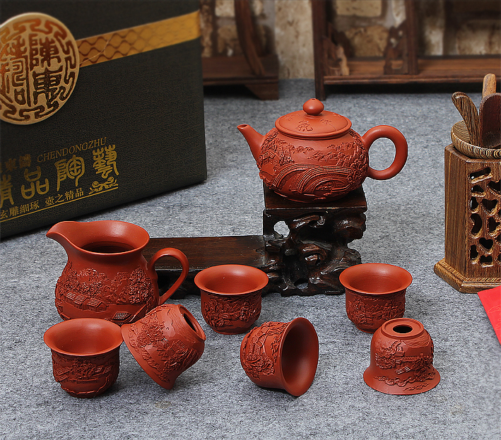 Friend is yixing purple sand tea set kung fu tea set 8 times the teapot tea cups