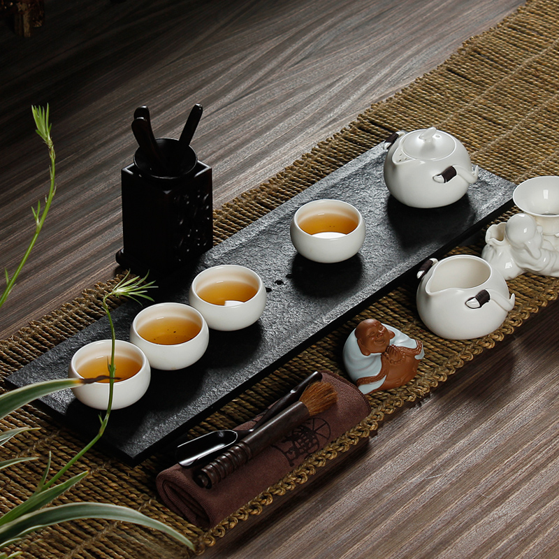 Sharply small stone tea tray tea set with your up ceramic kung fu tea set, black stone tea tea sea drainage type