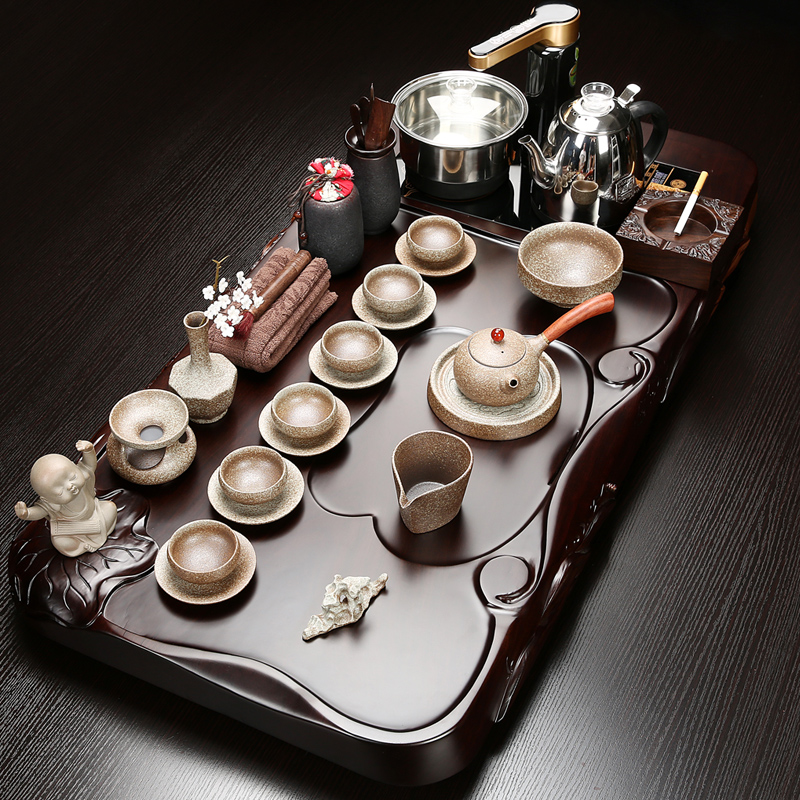 Violet arenaceous kung fu tea sets tea tray to the whole large ebony wood tea tray tea table water boiling water