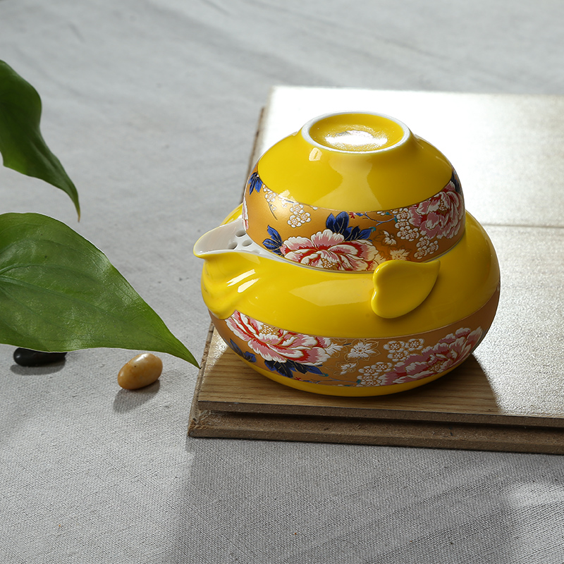 Friend is ceramic tea set crack cup travel a pot of a portable kung fu tea set prosperous day