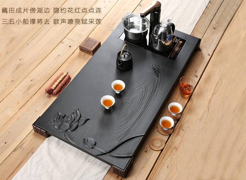 Friend is ceramic tea set home four unity sharply stone automatic water electric magnetic furnace one tea tray