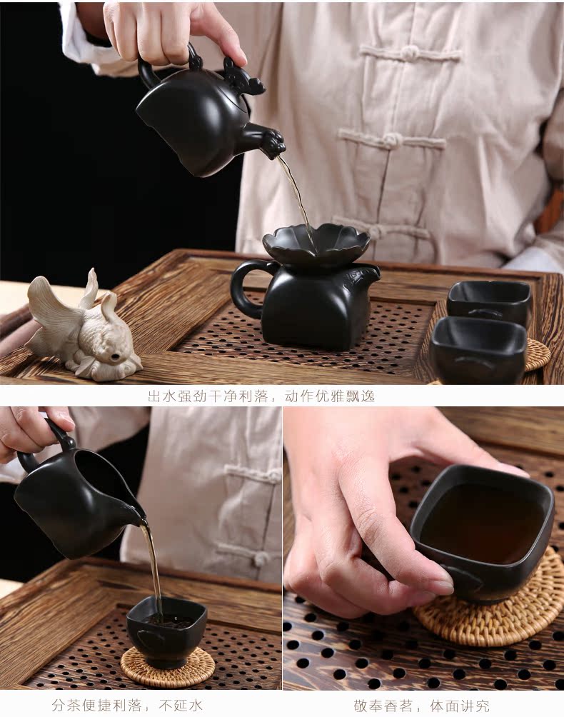 Violet arenaceous kung fu tea sets tea tray to the whole large ebony wood tea tray tea table water boiling water