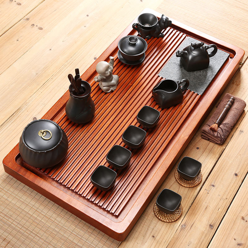 Hua limu tea tray was purple sand tea set the whole piece of solid wood, drainage sharply stone contracted household bakelite tea tea