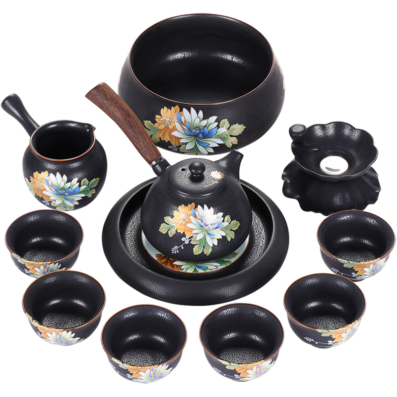 Friends is a complete set of Japanese kung fu tea set of household ceramic tea set the teapot teacup GaiWanCha XiCha hai pot of bearing