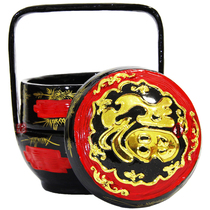 Yongchun Lacquer Basket Folk Craft Three-dimensional Fu Characters Bamboo made of large lacquer table Golden Wedding wedding decoration basket Burning Incense Basket Lacquer Art Basket