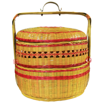 Bamboo Basket Bye-bye Basket Delivery Basket Happy Wedding Dowry Wedding Celebration Basket Gift Basket Water Fruit Basket Pure Artisanal Bamboo Silk Bamboo Double Layer