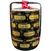 Yongchun lacquer basket pure handicraft flower bird totem bamboo woven with large lacquer pure gold wedding wedding basket burning incense basket lacquer art collection