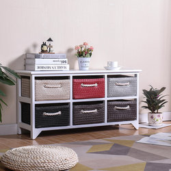 The bedroom storage cabinet solid wood bedside cabinet small simple rattan drawer drawer TV cabinet