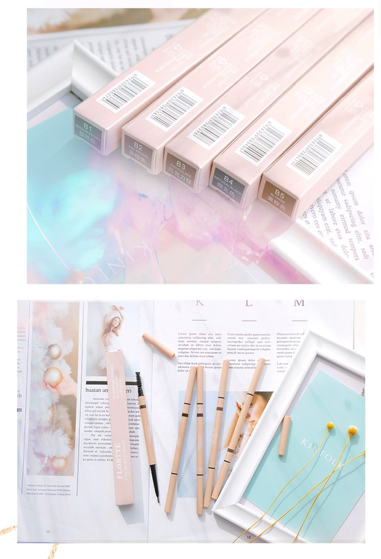 2 túi FLORTTE hoa Lolita xoay hai đầu lông mày bút chì siêu mịn tự nhiên tinh tế dễ dàng để tô màu - Bút chì lông mày / Bột / Stick