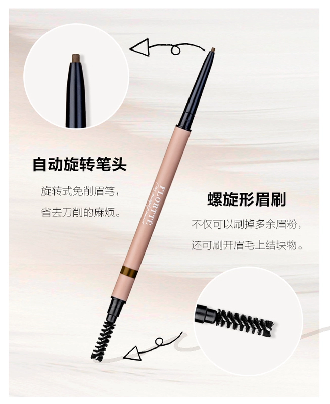 2 túi FLORTTE hoa Lolita xoay hai đầu lông mày bút chì siêu mịn tự nhiên tinh tế dễ dàng để tô màu - Bút chì lông mày / Bột / Stick