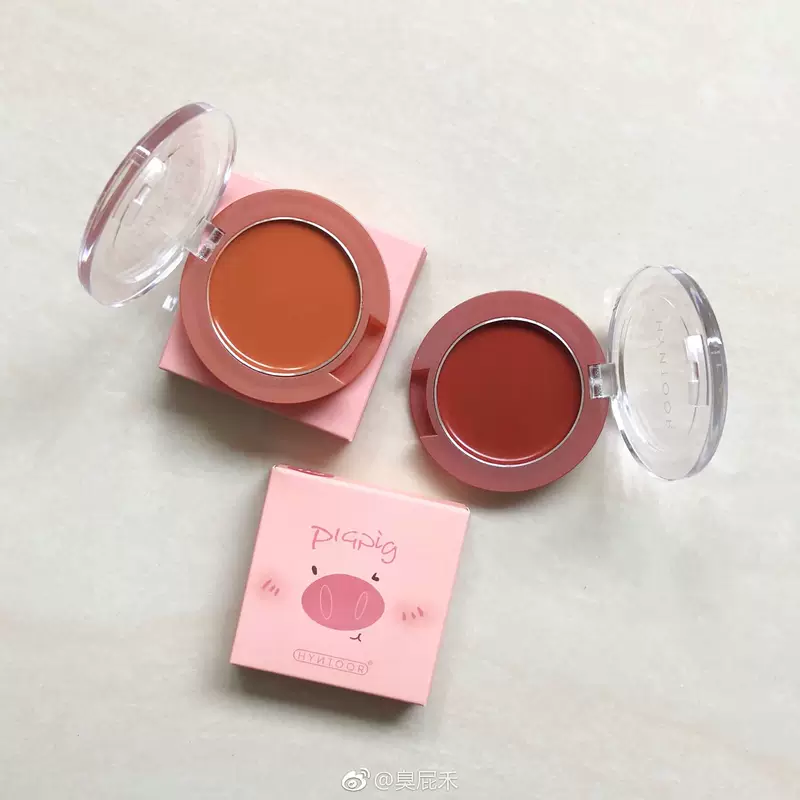 Heo dễ thương HYNTOOR màu đen gián / thỏ đen thỏ lợn kem má hồng lâu không dễ tẩy kem mousse má hồng - Blush / Cochineal má hồng cushion