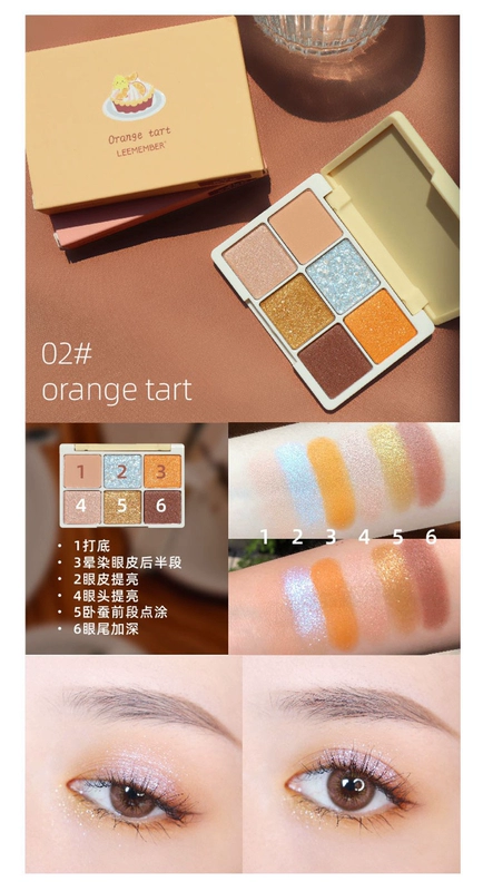 GIÁM SÁT 荔 萌 荔 6 色 眼影 盘 珠光 亮亮 片 蛋糕 橙子 蛋 - Bóng mắt bảng mắt missha