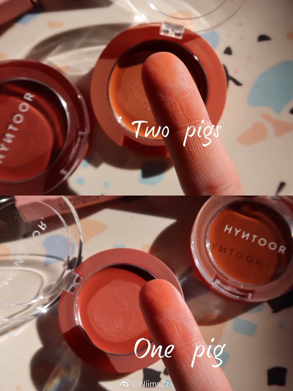 Heo dễ thương HYNTOOR màu đen gián / thỏ đen thỏ lợn kem má hồng lâu không dễ tẩy kem mousse má hồng - Blush / Cochineal