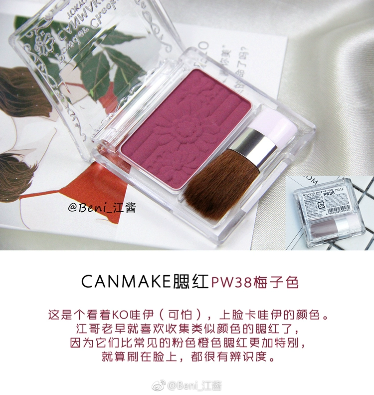 Đầy đủ mặt tốt, canmake, chop, mận, màu, hạn chế má hồng, PW38, trắng, màu tốt - Blush / Cochineal