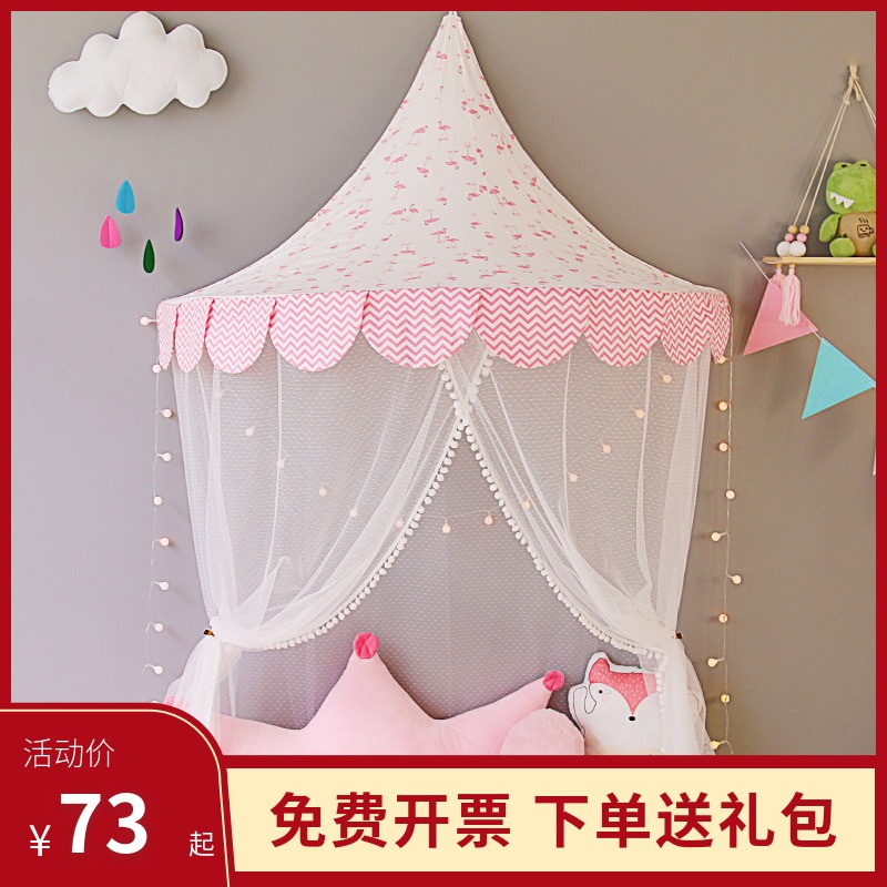 Children's bed on the tent reading corner toy room decoration decoration interior girl wall hanging half moon princess house doll home