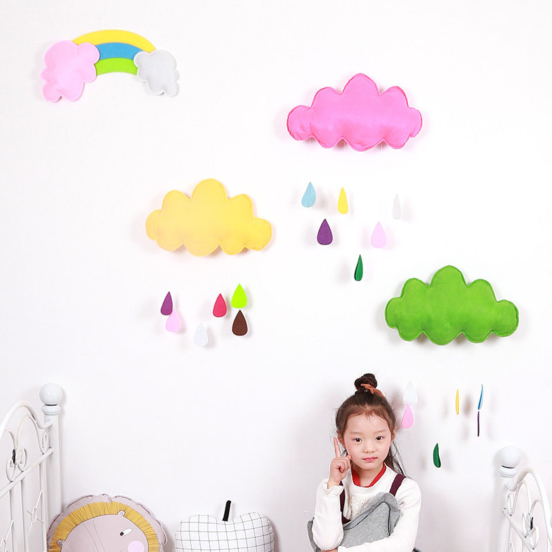 Children's tent pendant Home girl heart room decoration Clouds raindrops non-woven kindergarten wall hanging decoration
