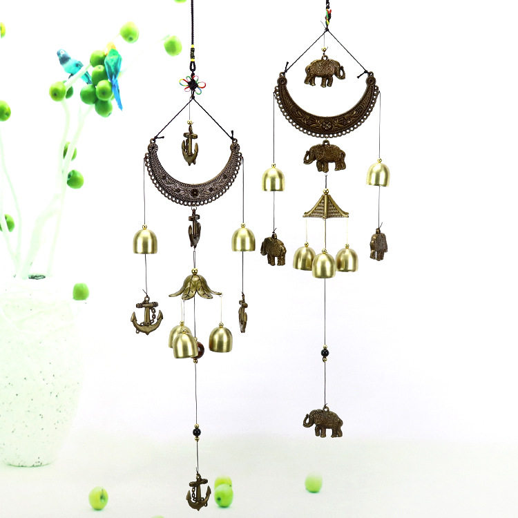 Bronze crescent alloy wind chimes Home decoration pendant wind bell Store ornaments Gifts
