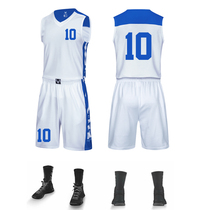 Basketball suit set custom group buy men and women basketball clothes vest blue and white basketball game training uniform printing size