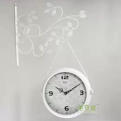(Clearance price) Tunqiju wrought iron garden double-sided wall clock glass clock face sun silent movement TQJ2227