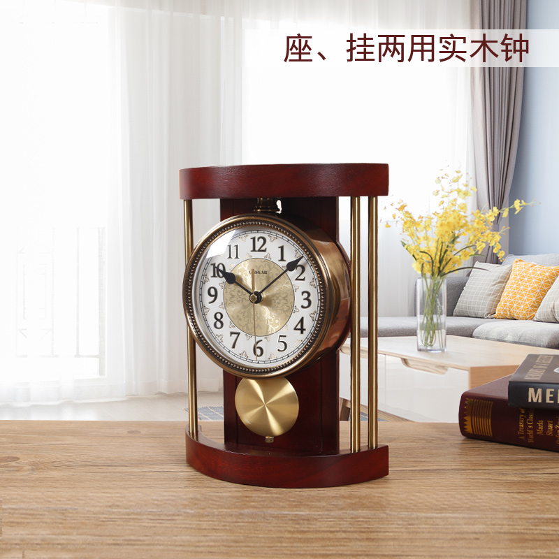 Lisein Eurostyle Retro Solid Wood Living Room Seating bell Bedroom Bedroom Bedroom Bedroom with bell quartz clock Decorative Pendulum Clock Table clock Table