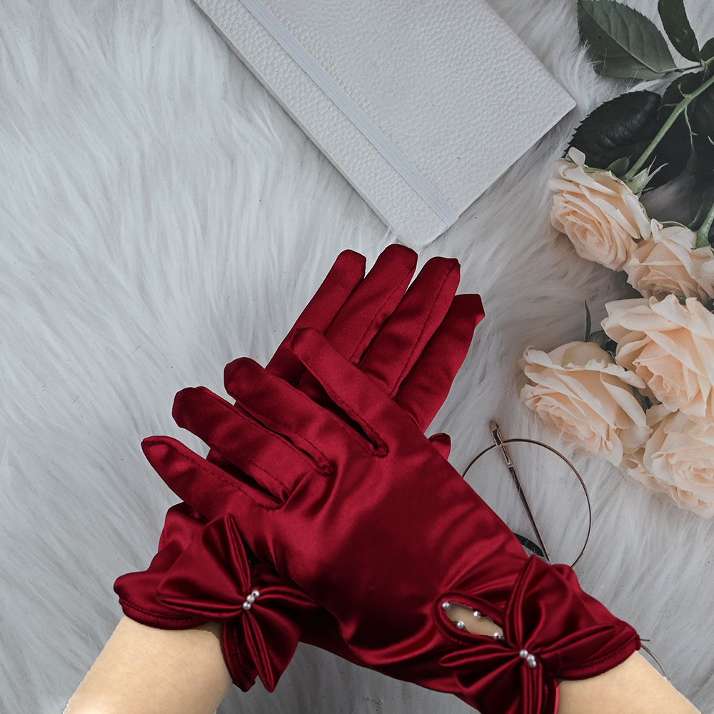Red Toast Evening Dresses Length and Short of Retro Xiuhe High-end Butterfly Bow Chinese-style Photo Swing Gloves