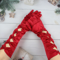 bridal red silk satin upscale wedding gloves wedding wedding wedding wedding dress etiquette intersex gloves breathable medium long