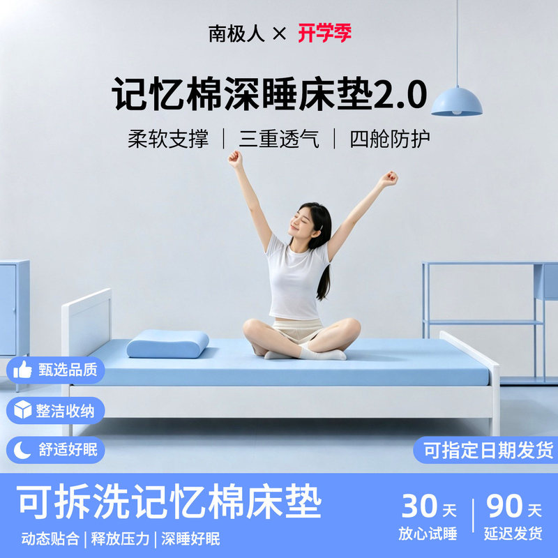 Memory Foam Mattress Small Blue Pad Sponge Pad Student Dormitory Soft Mat Single Mattress Rental-Specific Tatami