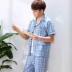 Nam cực đồ ngủ nam mùa hè phần mỏng cotton ngắn tay quần giản dị kích thước lớn có thể được đeo bên ngoài dịch vụ nhà phù hợp với ZA những kiểu đồ bộ thun may Bên ngoài ăn mặc