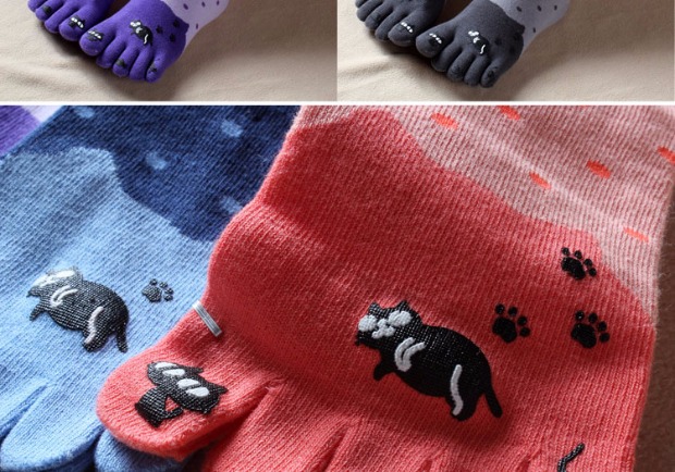 Mùa thu và mùa đông cô gái mới trong ống dễ thương cotton ấm năm ngón vớ cotton ngón chân phụ nữ đêm cú vớ nike chính hãng