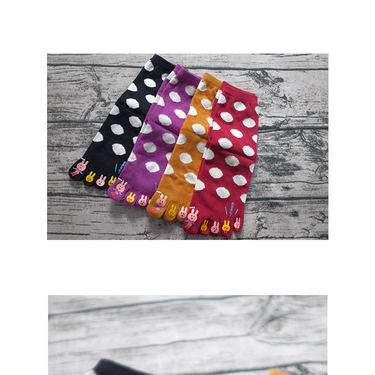 Vớ cotton năm ngón cô gái trong ống thấm mồ hôi dễ thương Cotton năm ngón vớ cotton điểm ngón chân tất nữ tất nữ cổ cao