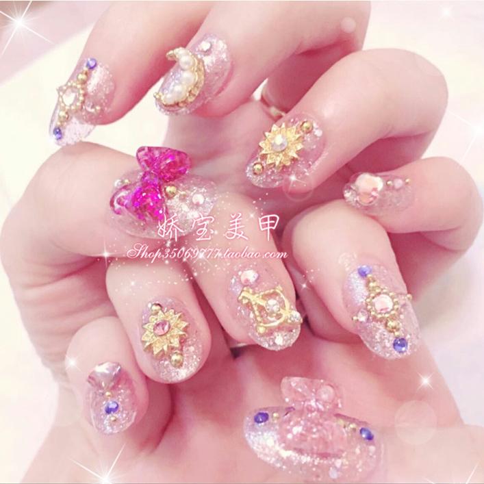 Internet Celebrity Beautiful Girl Children's Wearable Nail Polish Phototherapy Handmade Fake Nails Finished Nail Art Patches Do Not Damage Children's Nails