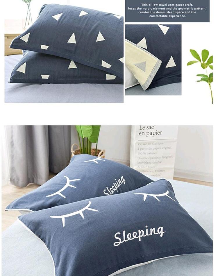 Bốn lớp khăn bông gạc một cặp mềm, thoáng khí thỏ Khăn bông đáng yêu hai bộ máy gối đơn - Khăn gối vỏ gối nằm