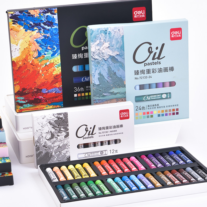 Powerful heavy color oil painting stick set beginner coarse macaron color pure white 12 colors 24 colors 36 colors morandi color artist level professional art painting box water soluble soft pen