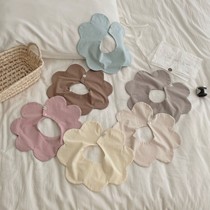 Korean ins baby pure cotton flap bib newborn solid color Class A saliva towel bib summer thin 0-2 years old