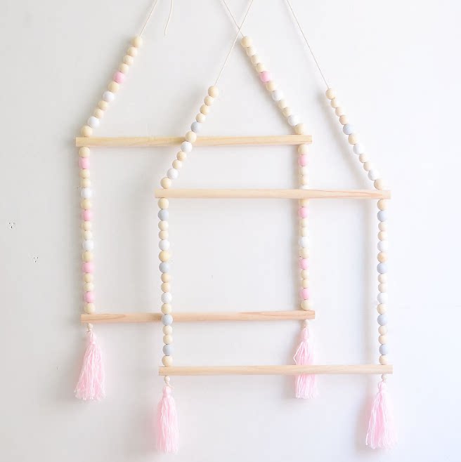 ins exploits creative cute wood stick flow sucoat hat rack living room children's room shelve powder color wall-mounted decoration