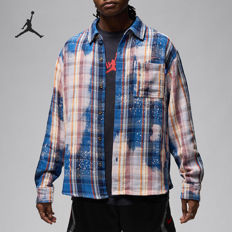 Nike Official Authentic Jordan Men's Classic Lapel Casual Long-Sleeved Shirt Fq5454-498