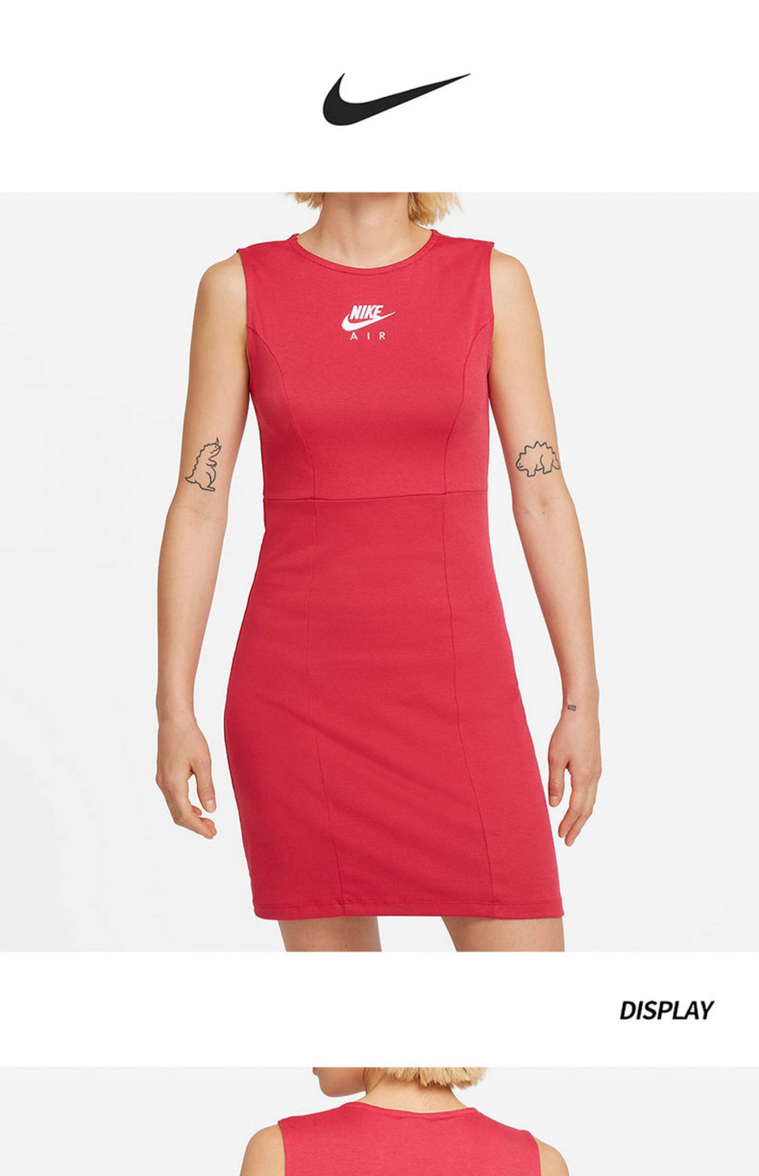 Nike, спортивное платье с рукавами с круглым воротником для отдыха без рукавов, официальный продукт, облегающий крой      