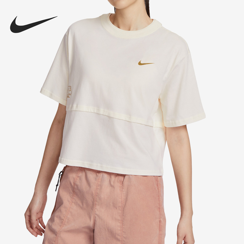 Nike Official Authentic New Breathable Round Neck Women's Sports Short-Sleeved T-Shirt Fq7009-110 Nike Official Authentic New Breathable Round Neck Women's Sports Short-Sleeved T-Shirt Fq7009-110
