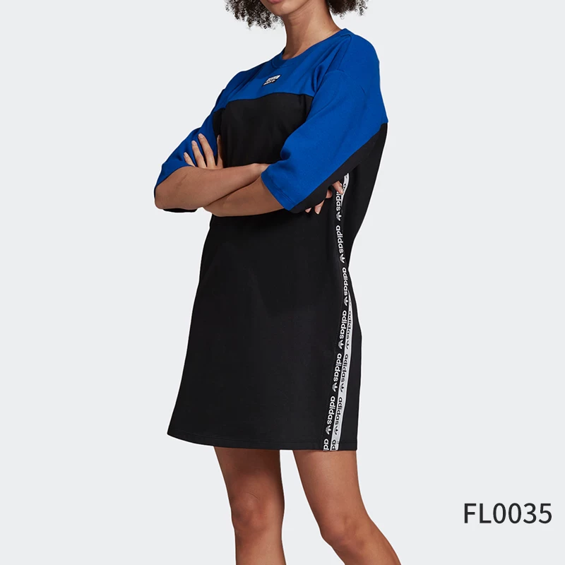 Спортивное платье с дышащей тканью Adidas, круглый воротник, короткий рукав