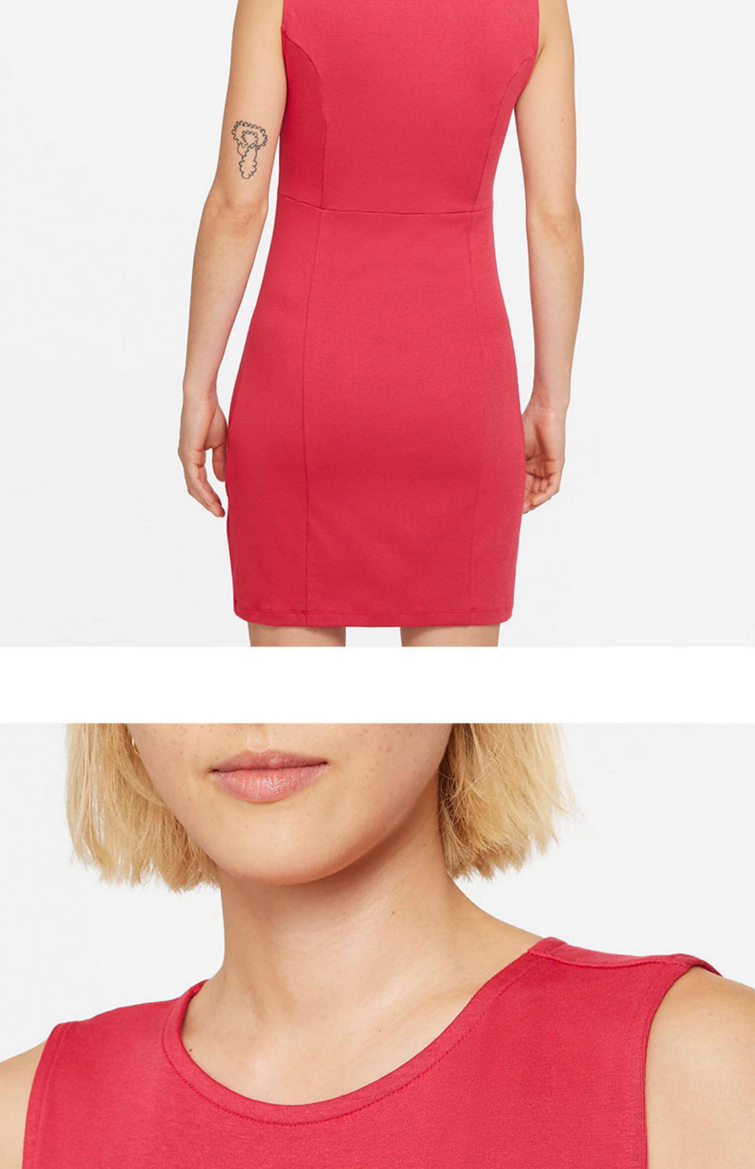 Nike, спортивное платье с рукавами с круглым воротником для отдыха без рукавов, официальный продукт, облегающий крой      