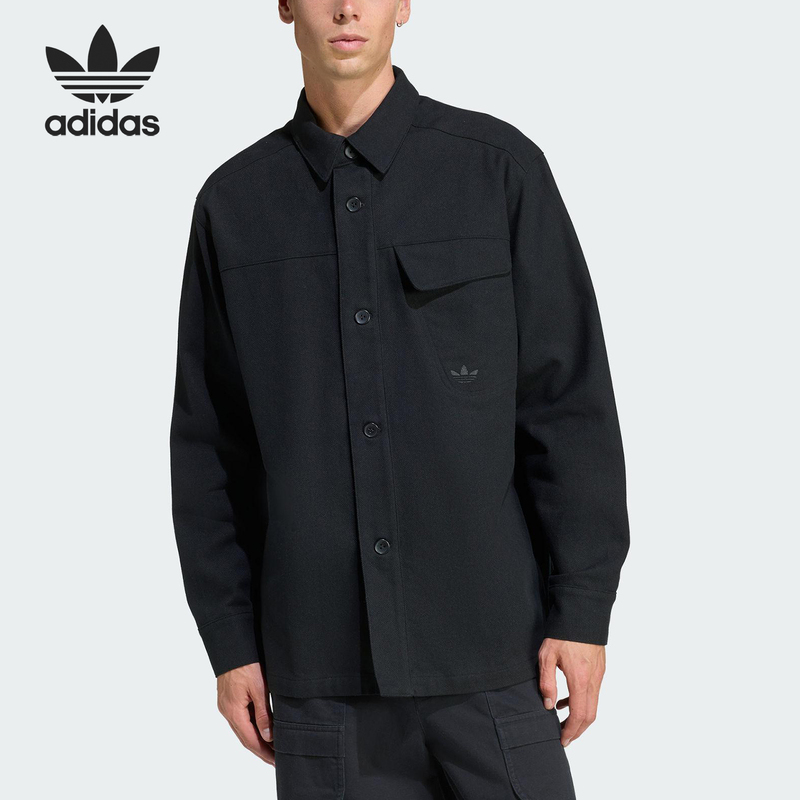 Adidas/Adidas Official Genuine Trefoil Men's Loose Sports Lapel Long-Sleeved Shirt Jw0118