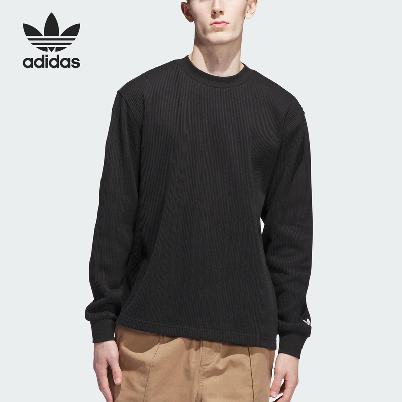 Adidas/Adidas Genuine Clover Men's Casual Knitted Loose Waffle Sweatshirt Jw0052 Adidas/Adidas Genuine Clover Men's Casual Knitted Loose Waffle Sweatshirt Jw0052
