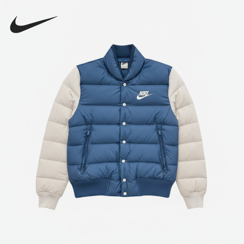 Nike/Nike Genuine Stand-Up Collar down Jacket New Blue and White Warm down Jacket Ib4499-415