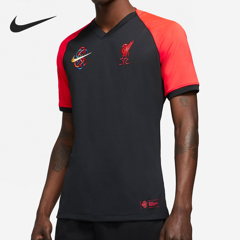 Nike Genuine Liverpool Men's Football Sports Training Short Sleeve Top New Year Model Dj1452