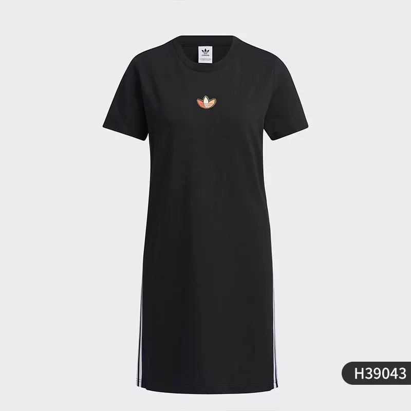 Спортивное платье с дышащей тканью Adidas, круглый воротник, короткий рукав