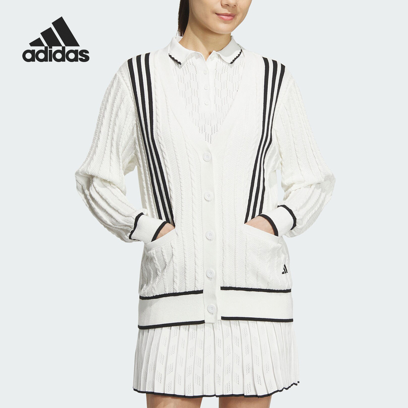 Adidas/Adidas Official Authentic Golf Knitted Women's Fashion Sports Cardigan Sweater In6624 Adidas/Adidas Official Authentic Golf Knitted Women's Fashion Sports Cardigan Sweater In6624