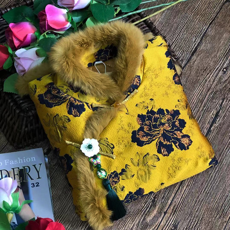 Winter new improved qipao Short cotton clothes Tangdress blouse Women 2020 New Chinese clip cotton warm cotton clothes cotton clothes